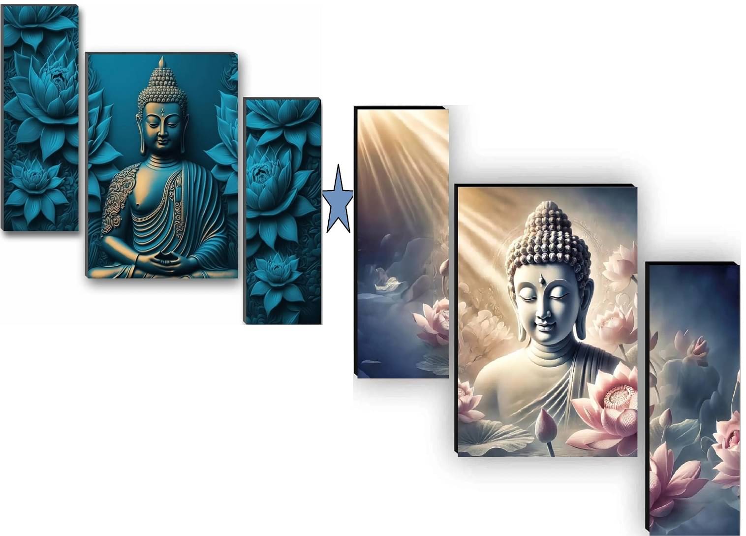 SNDArt Set Of 2 Lord Buddha Religious Wall Paintings For Living Room Gift Items 12 x 18 inch ( pack of 2 ) SNDArt Set Of 2 Lord Buddha Religious Wall Paintings For Living Room Gift Items 12 x 18 inch ( pack of 2 )