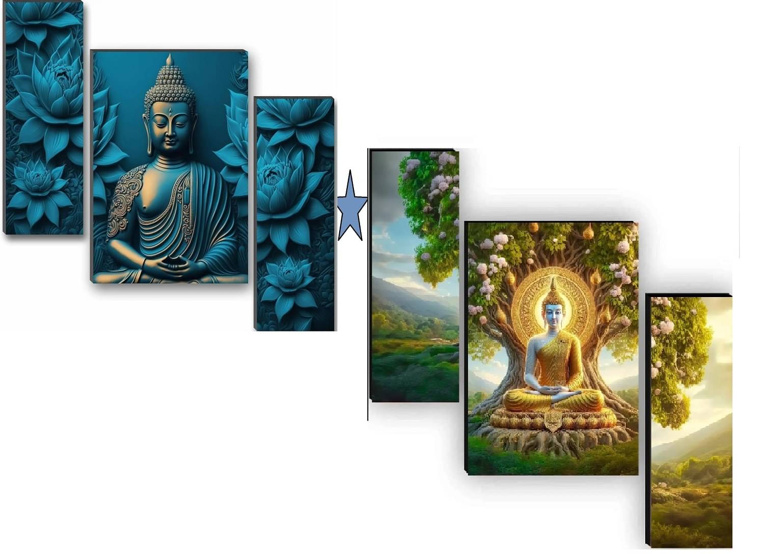     			SNDArt Set Of 2 Lord Buddha Religious Wall Paintings For Living Room Gift Items 12 x 18 inch ( pack of 2 )