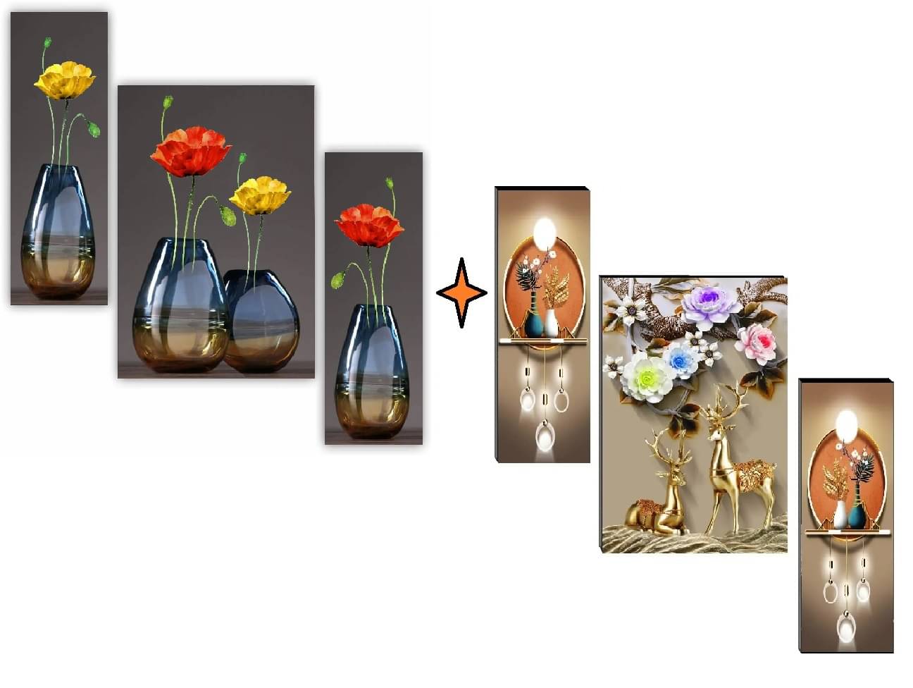 SNDArt Set Of 2 Moder Art Deer With Flower Pots Wall Paintings For Living Room Gift Items 12 x 18 inch ( pack of 2 ) SNDArt Set Of 2 Moder Art Deer With Flower Pots Wall Paintings For Living Room Gift Items 12 x 18 inch ( pack of 2 )