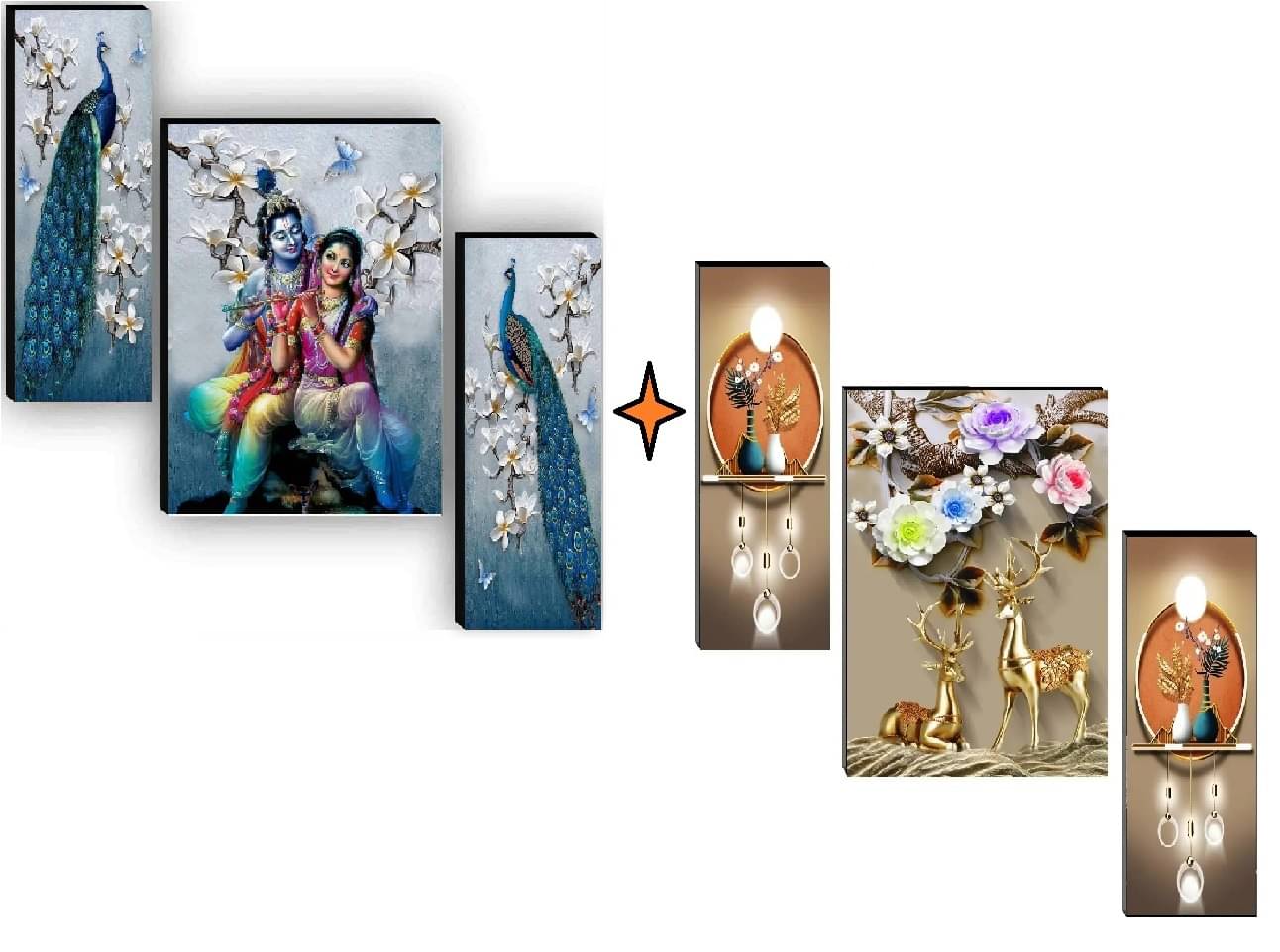 SNDArt Set Of 2 Moder Art Deer With Radha Krishna Wall Paintings For Living Room Gift Items 12 x 18 inch ( pack of 2 ) SNDArt Set Of 2 Moder Art Deer With Radha Krishna Wall Paintings For Living Room Gift Items 12 x 18 inch ( pack of 2 )