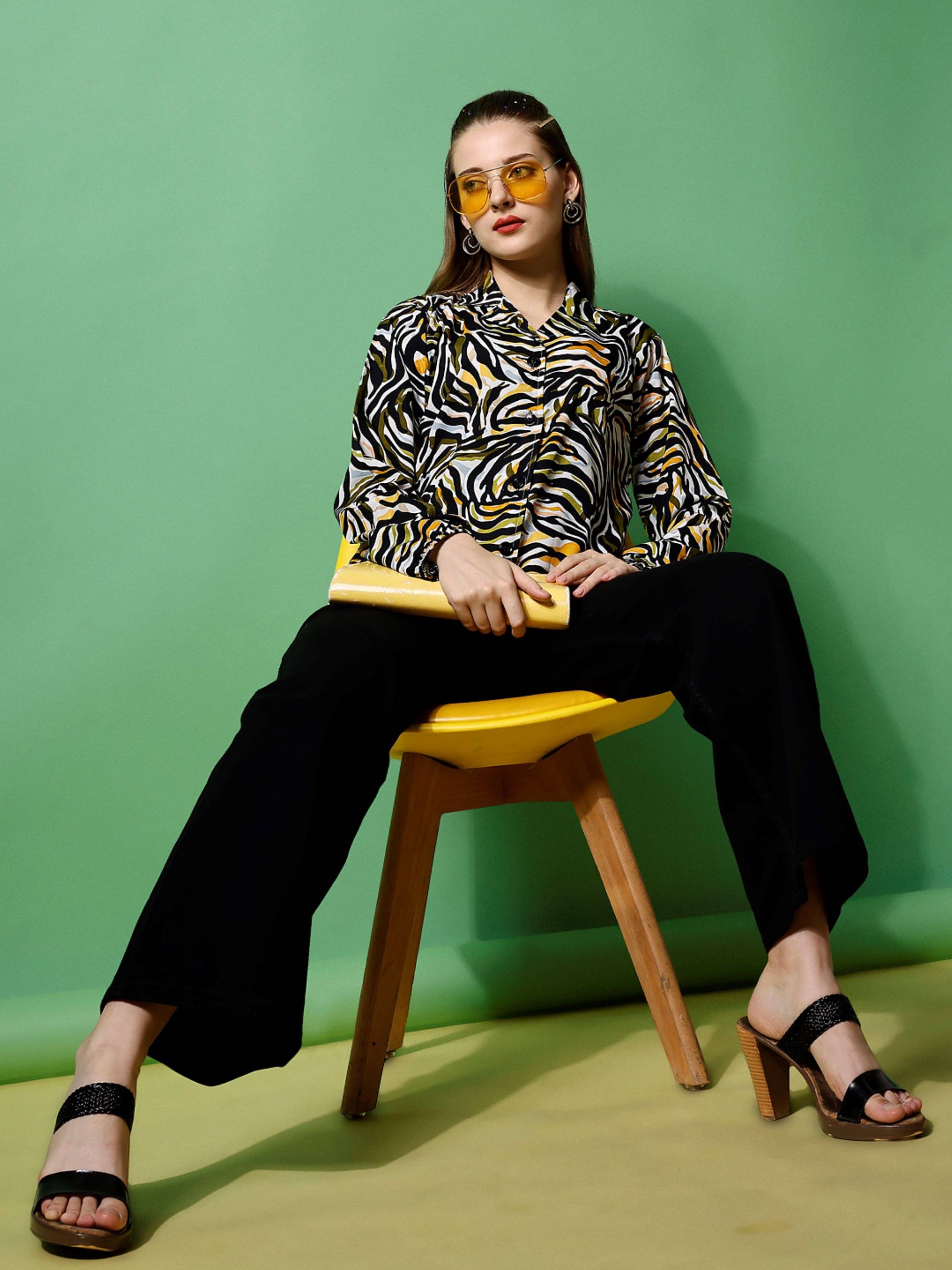 Sheetal associates Women Printed Crepe Shirt ( Multi Color )     			Sheetal associates Women Printed Crepe Shirt ( Multi Color )