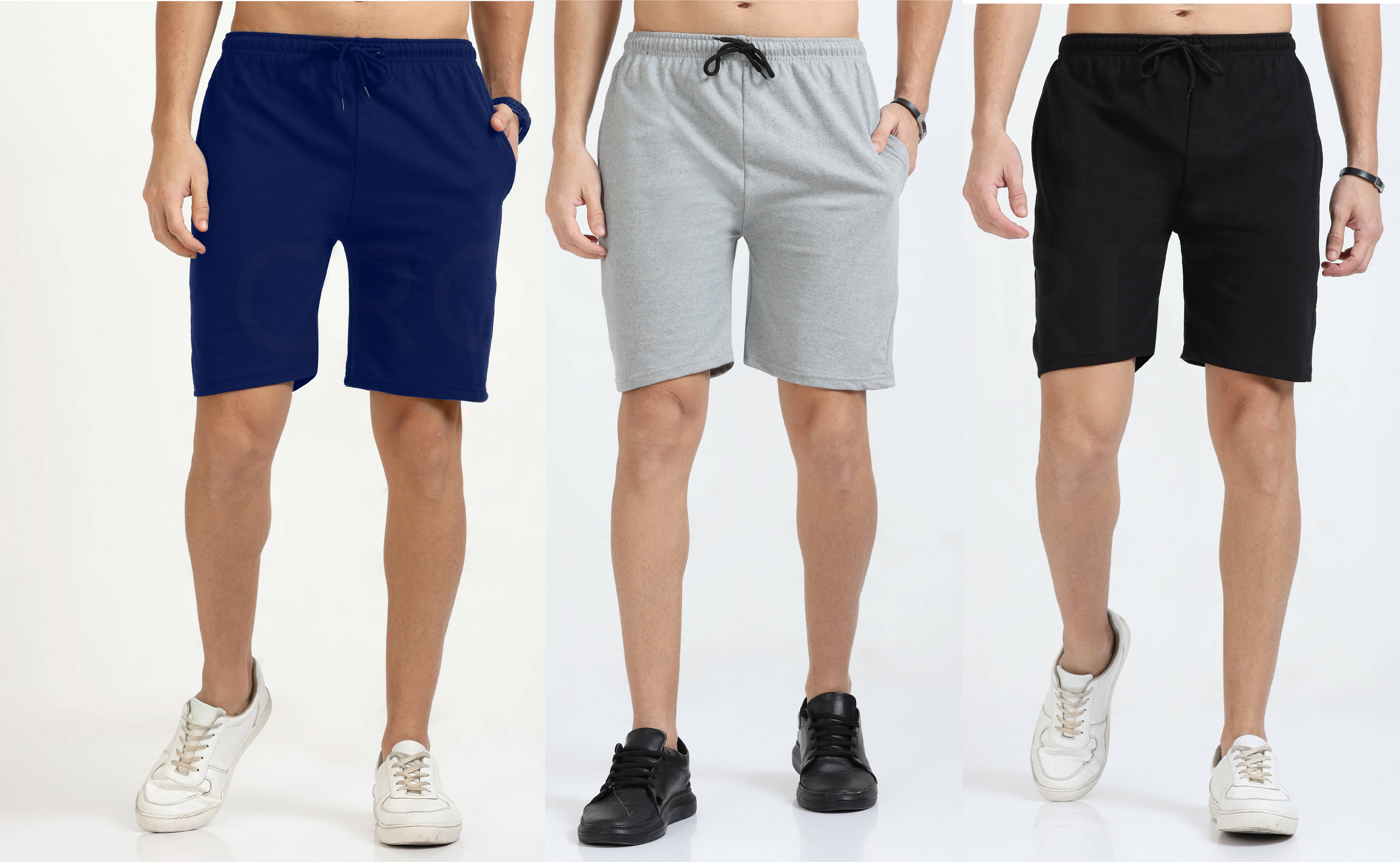Tenrun Multi Cotton Blend Men's Shorts ( Pack of 3 )     			Tenrun Multi Cotton Blend Men's Shorts ( Pack of 3 )