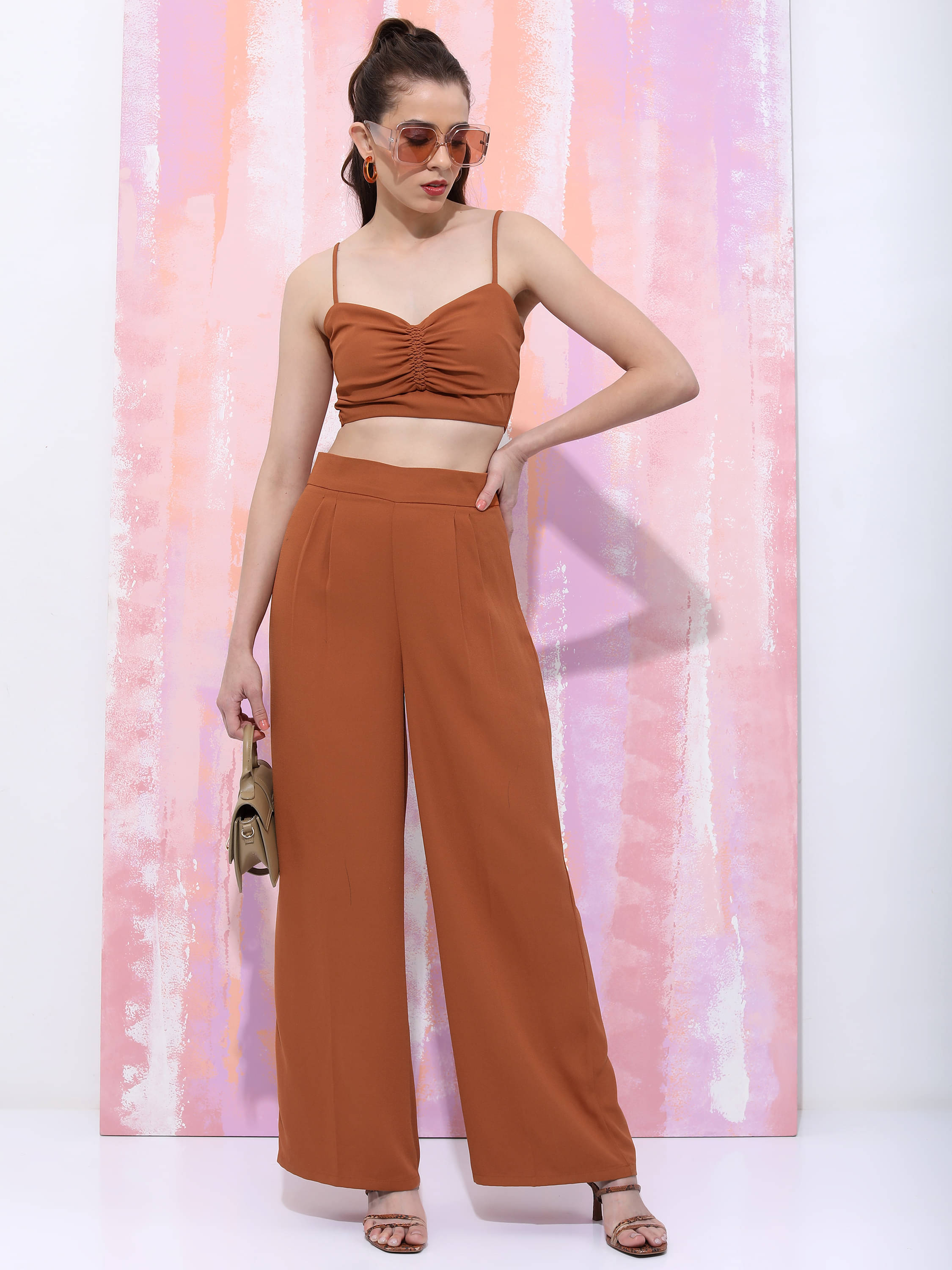     			Tokyo Talkies Women's Polyester Regular Top ( Brown )