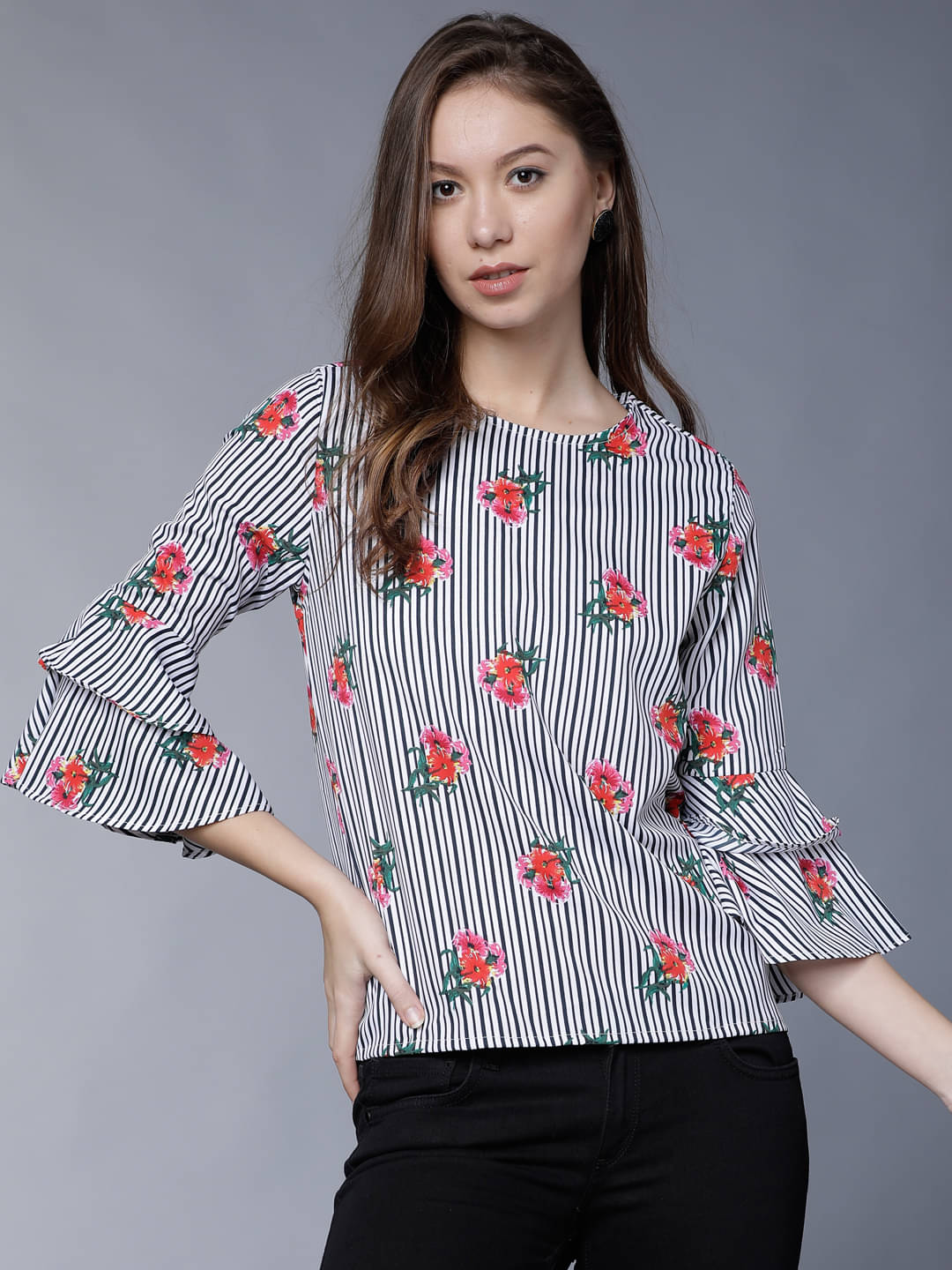     			Tokyo Talkies Women's Polyester A-Line Top ( Multicolor )