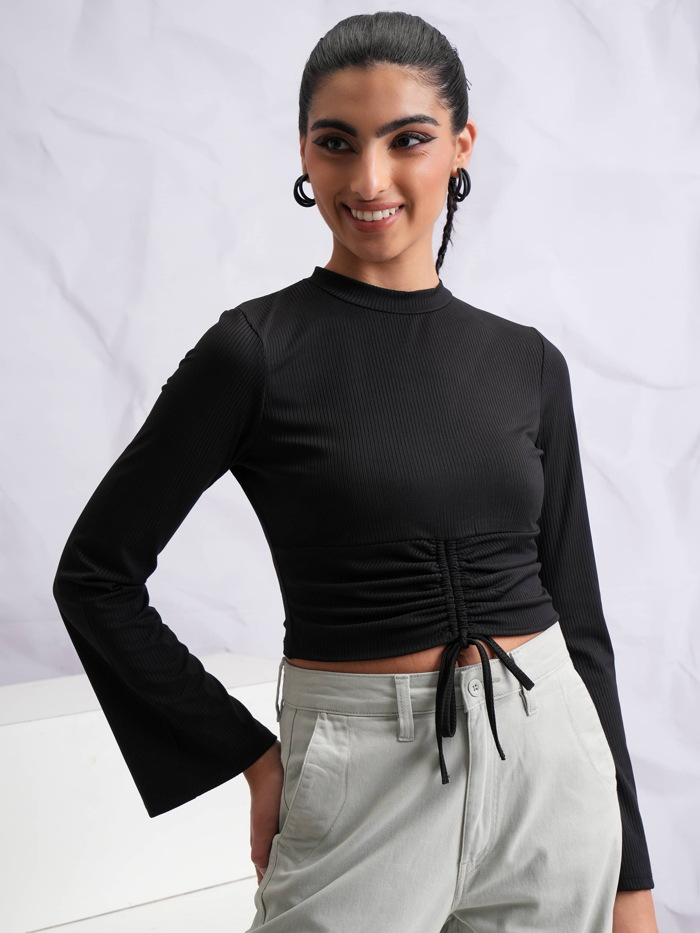     			Tokyo Talkies Women's Polyester Regular Top ( Black )
