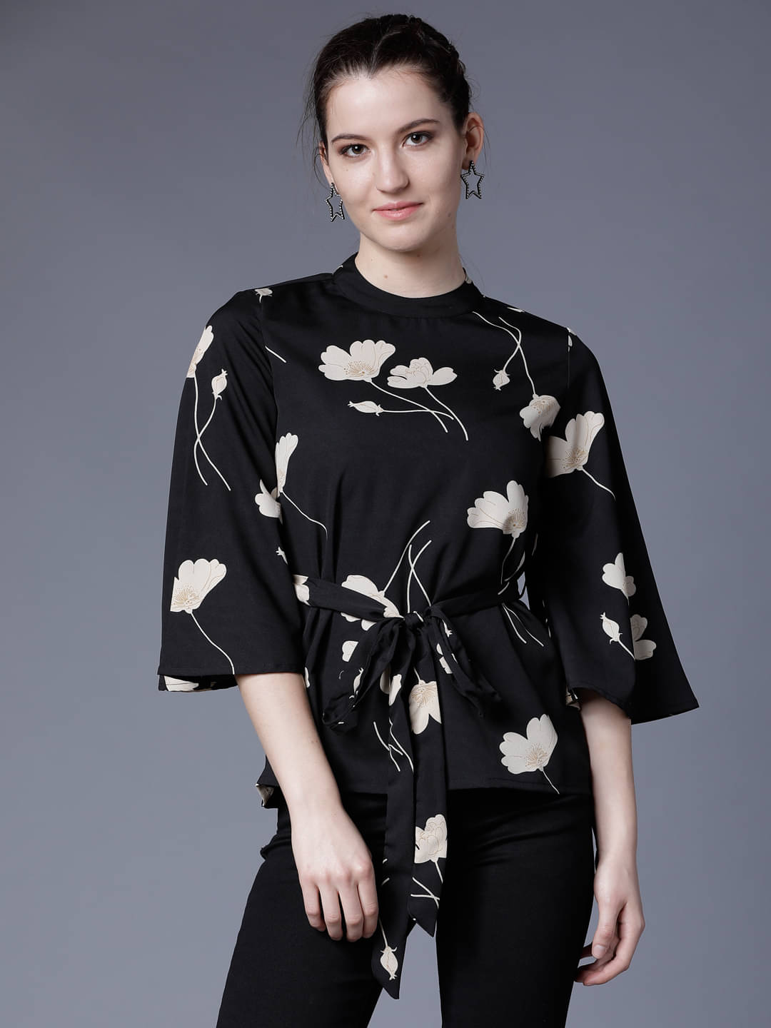     			Tokyo Talkies Women's Polyester Regular Top ( Black )
