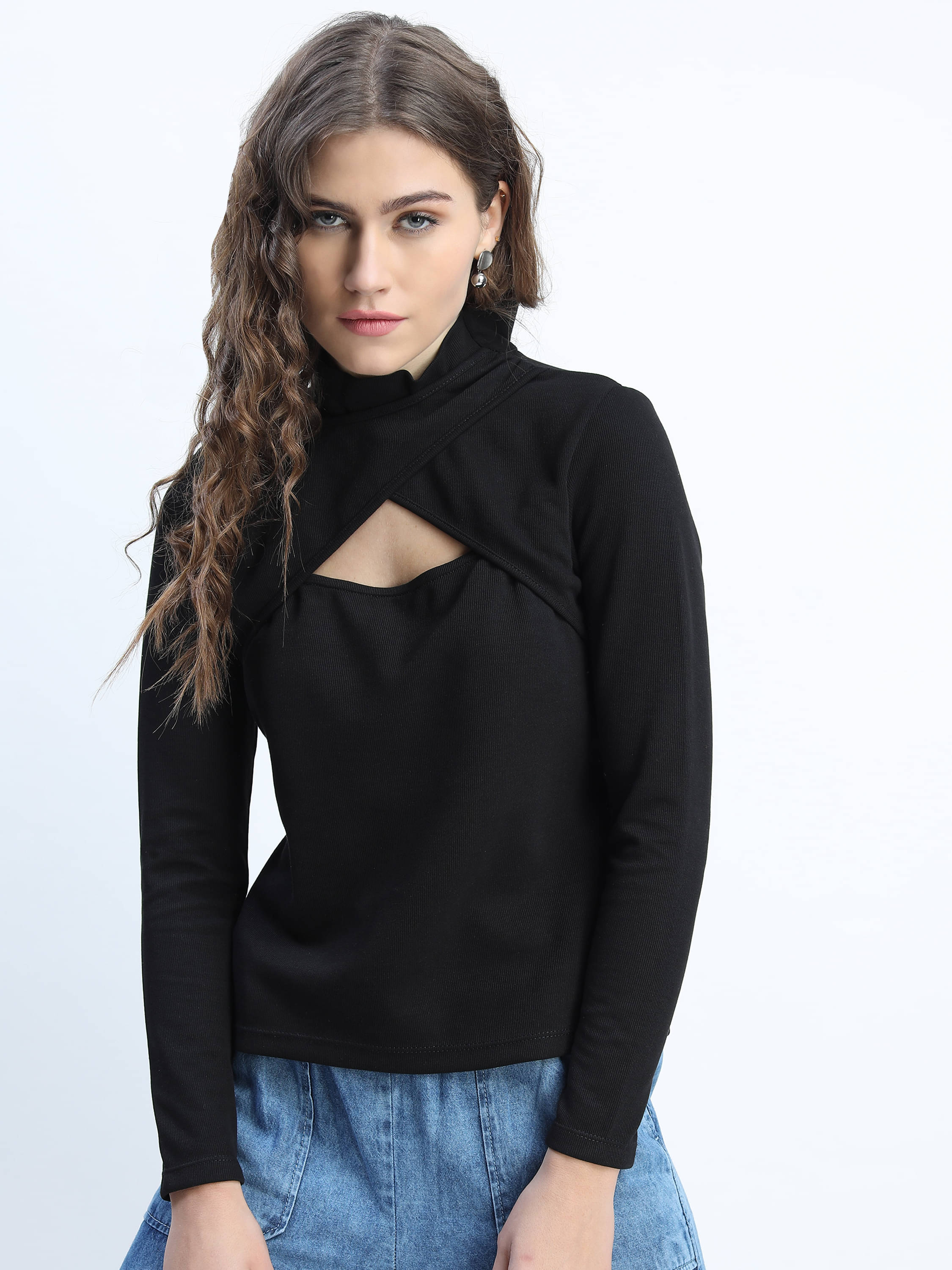     			Tokyo Talkies Women's Polyester Regular Top ( Black )