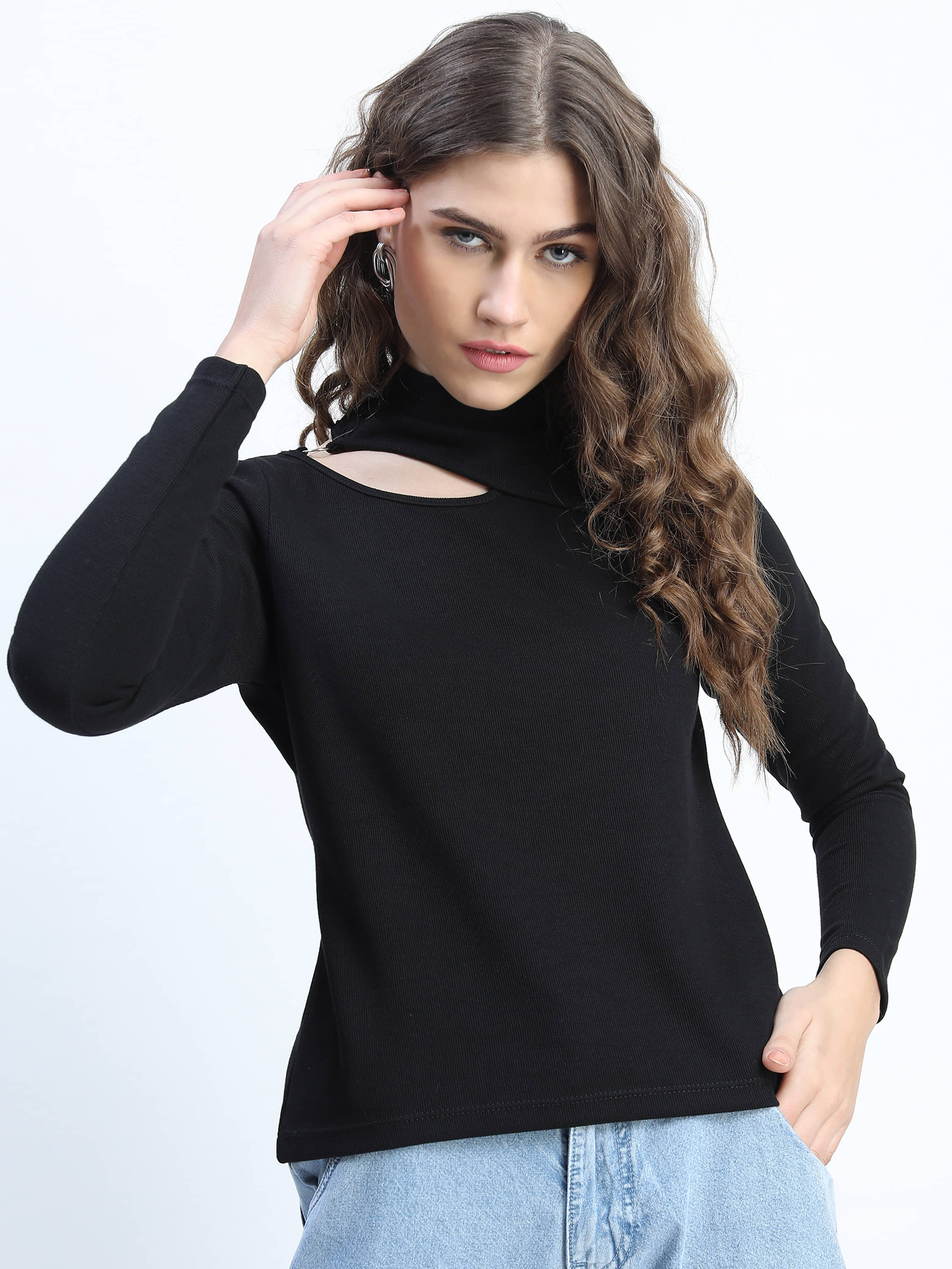 Tokyo Talkies Women's Polyester Regular Top ( Black ) Tokyo Talkies Women's Polyester Regular Top ( Black )