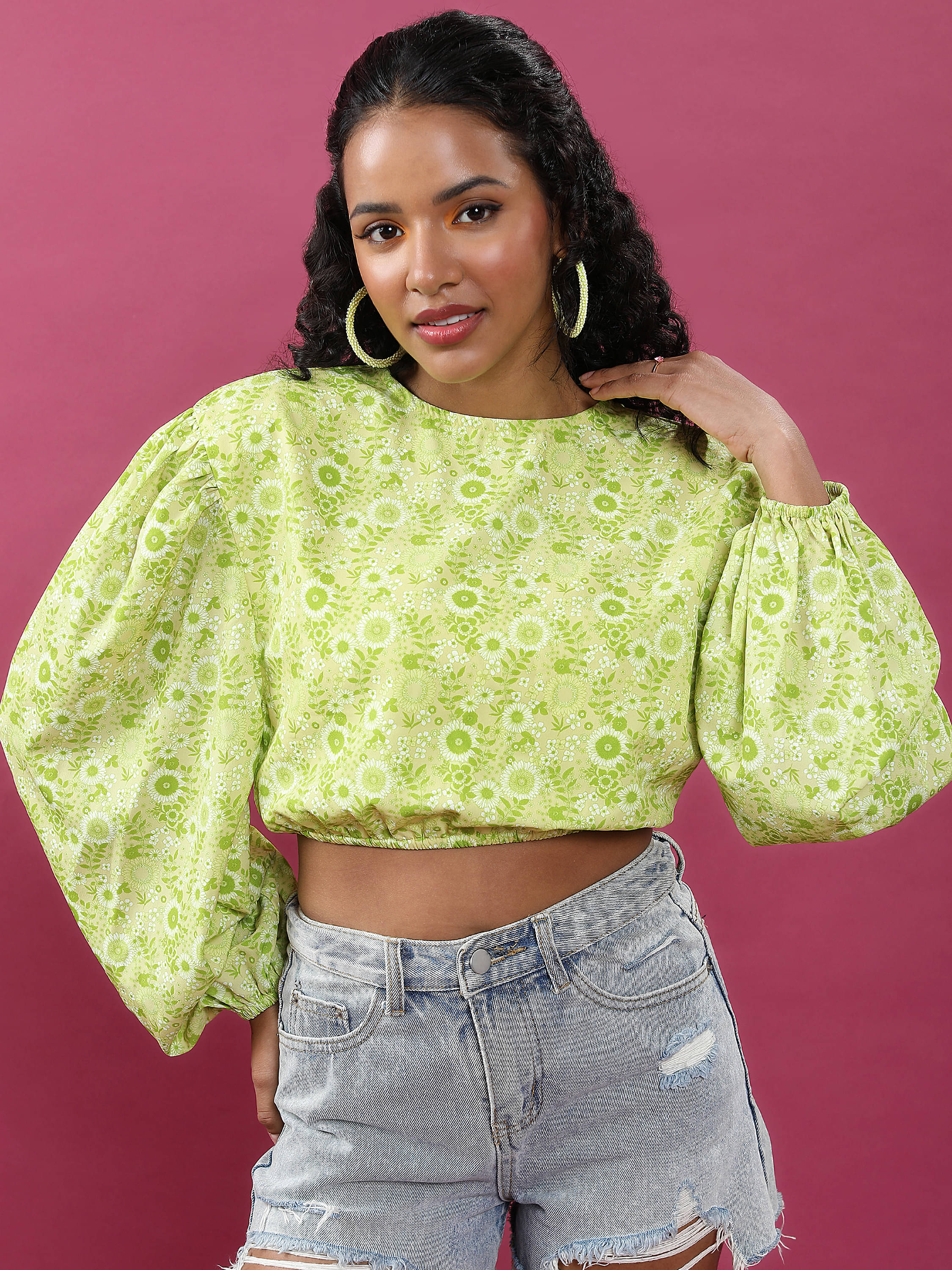 Tokyo Talkies Women's Polyester Regular Top ( Green ) Tokyo Talkies Women's Polyester Regular Top ( Green )