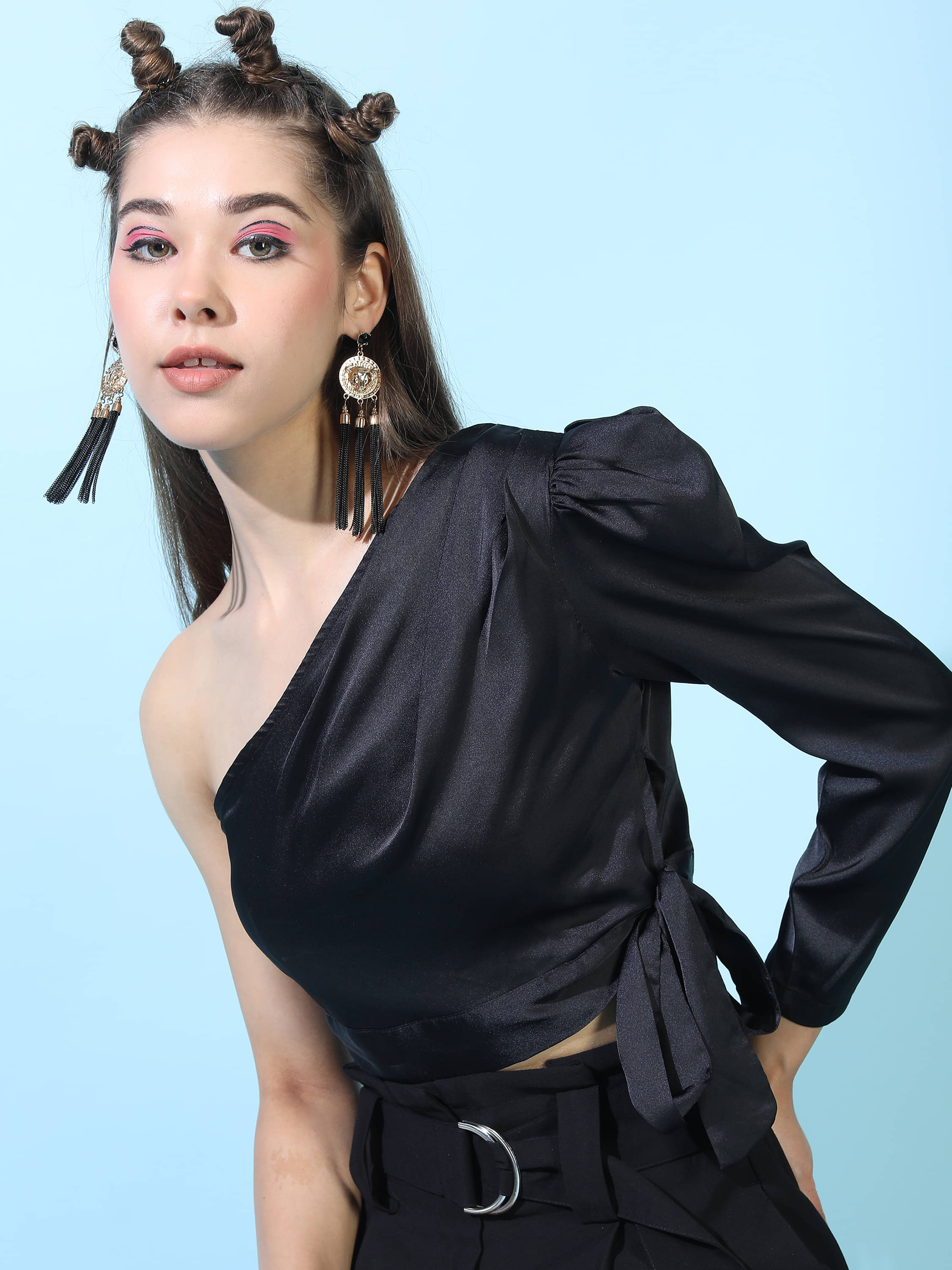 Tokyo Talkies Women's Polyester Regular Top ( Black ) Tokyo Talkies Women's Polyester Regular Top ( Black )