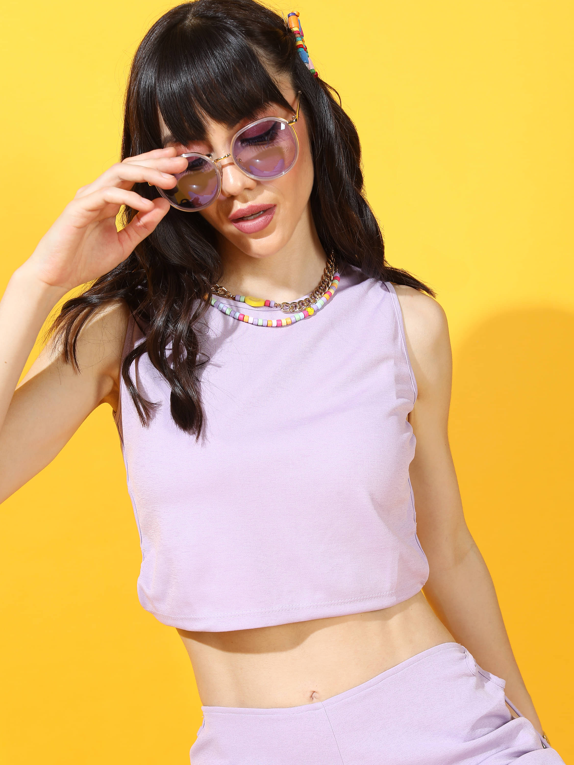 Tokyo Talkies Women's Polyester Regular Top ( Lavender ) Tokyo Talkies Women's Polyester Regular Top ( Lavender )