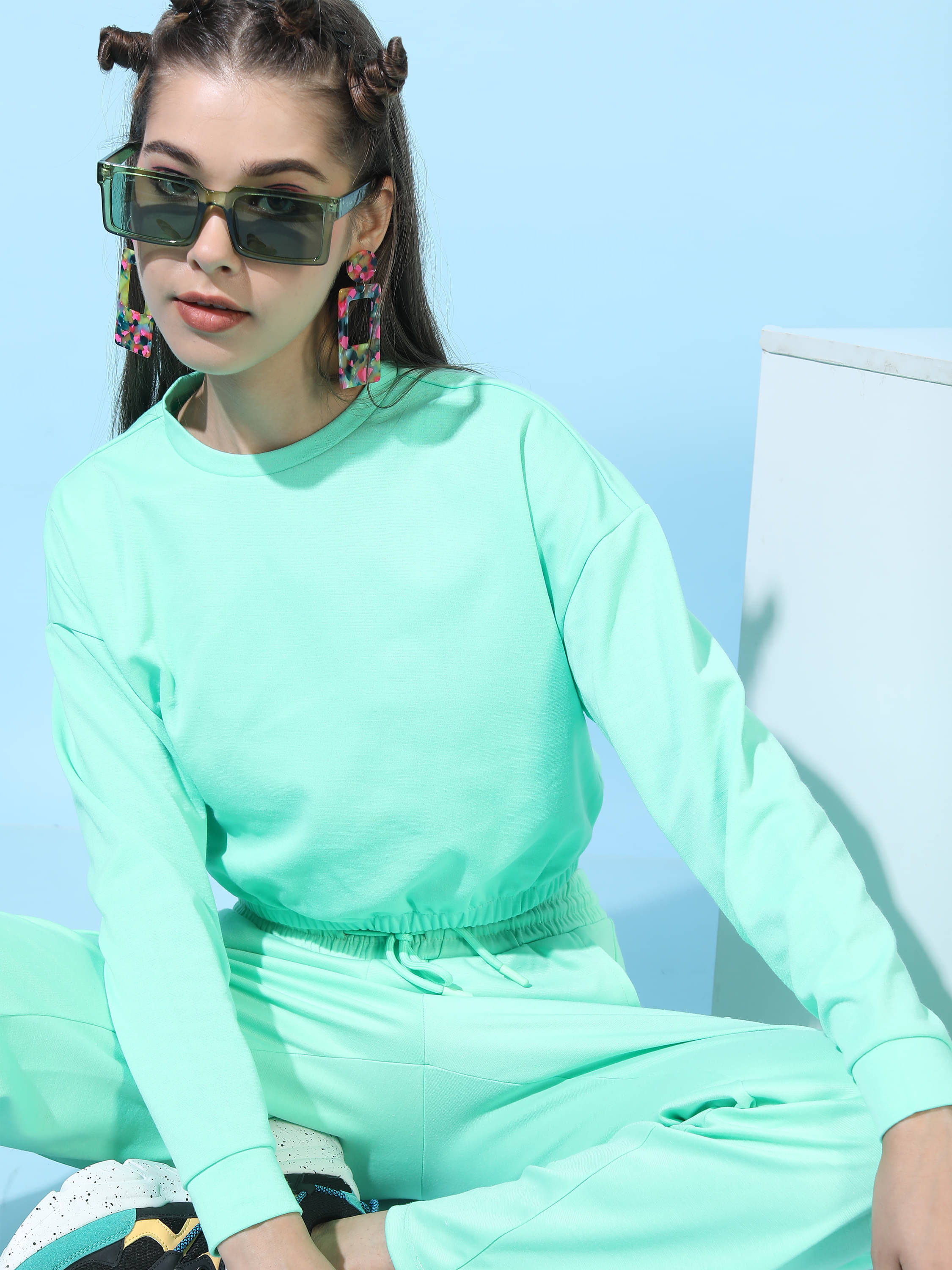     			Tokyo Talkies Women's Polyester Crop Top ( Green )