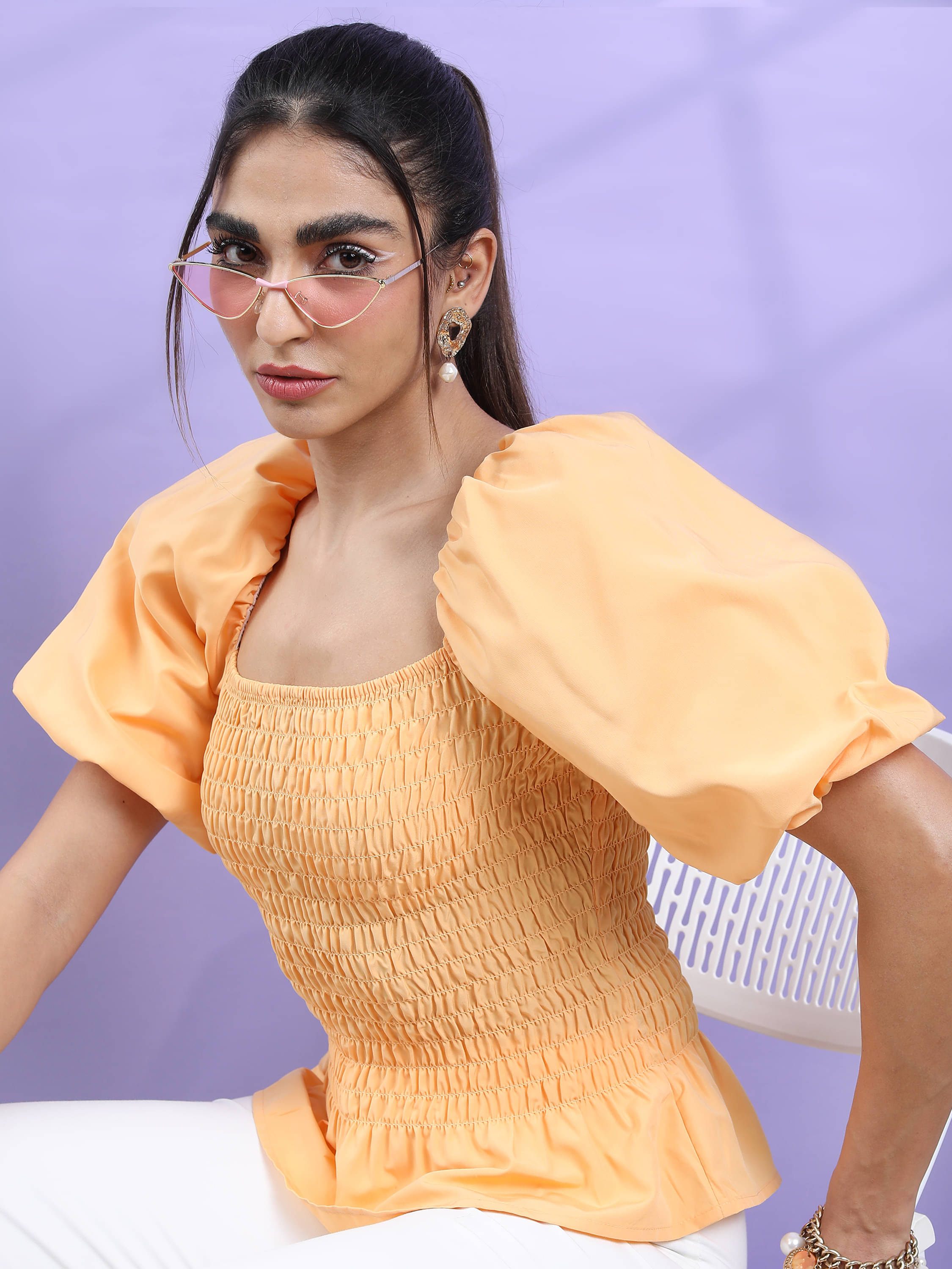 Tokyo Talkies Women's Polyester Regular Top ( Orange ) Tokyo Talkies Women's Polyester Regular Top ( Orange )