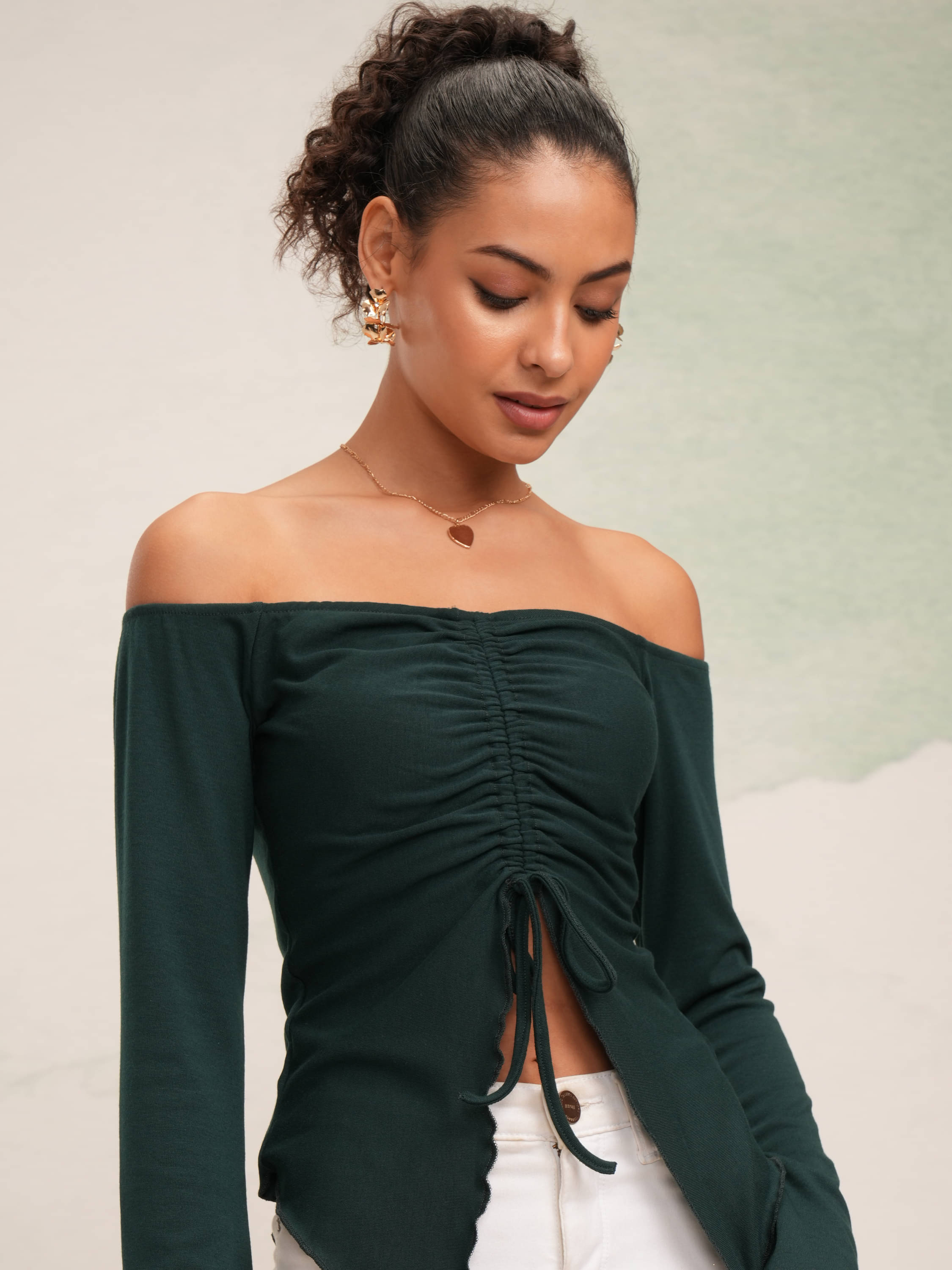     			Tokyo Talkies Women's Polyester Regular Top ( Green )