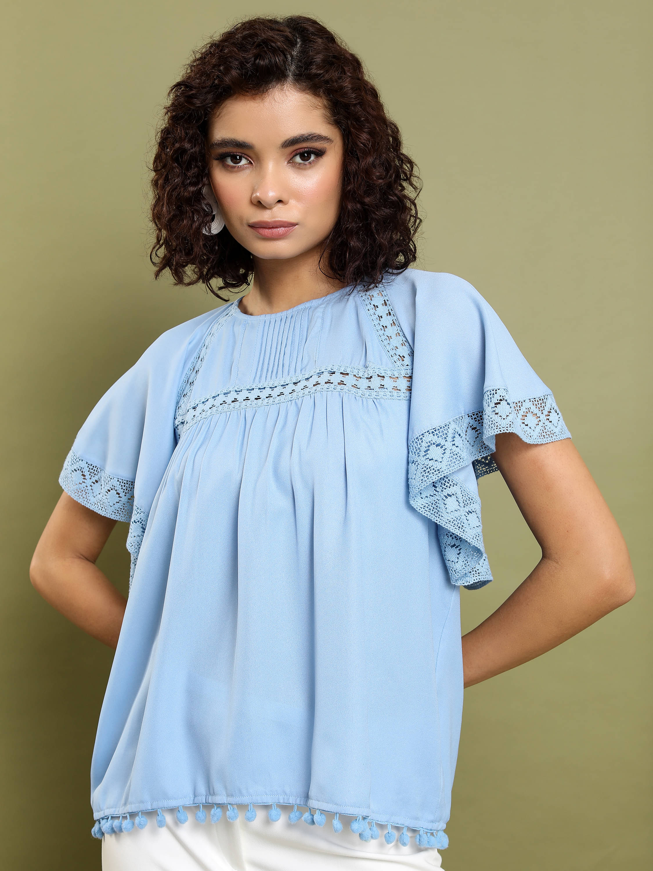     			Tokyo Talkies Women's Polyester Regular Top ( Blue )