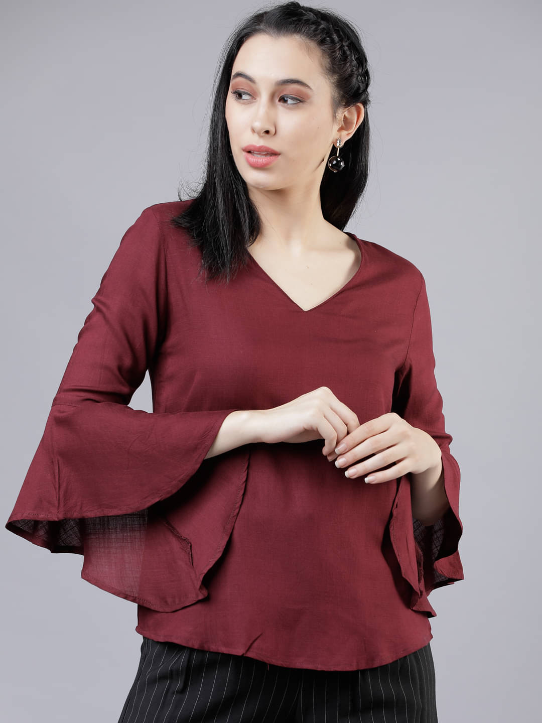 Tokyo Talkies Women's Rayon Regular Top ( Brown )     			Tokyo Talkies Women's Rayon Regular Top ( Brown )