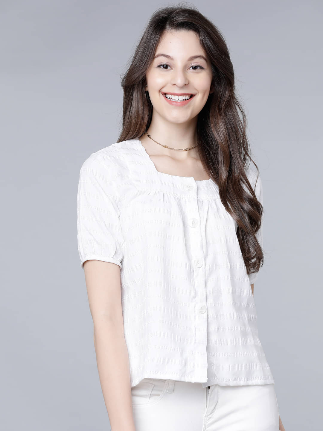     			Tokyo Talkies Women's Viscose Rayon Regular Top ( White )