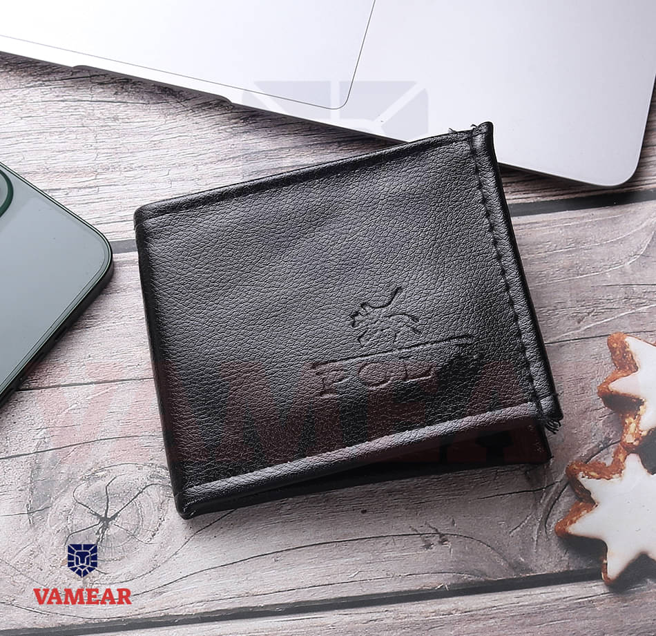     			VAMEAR EXCLUSIVE Faux Leather Solid Men's Two Fold Wallet,Regular Wallet With 6 Slots For Card ( Black , Pack of 1 )