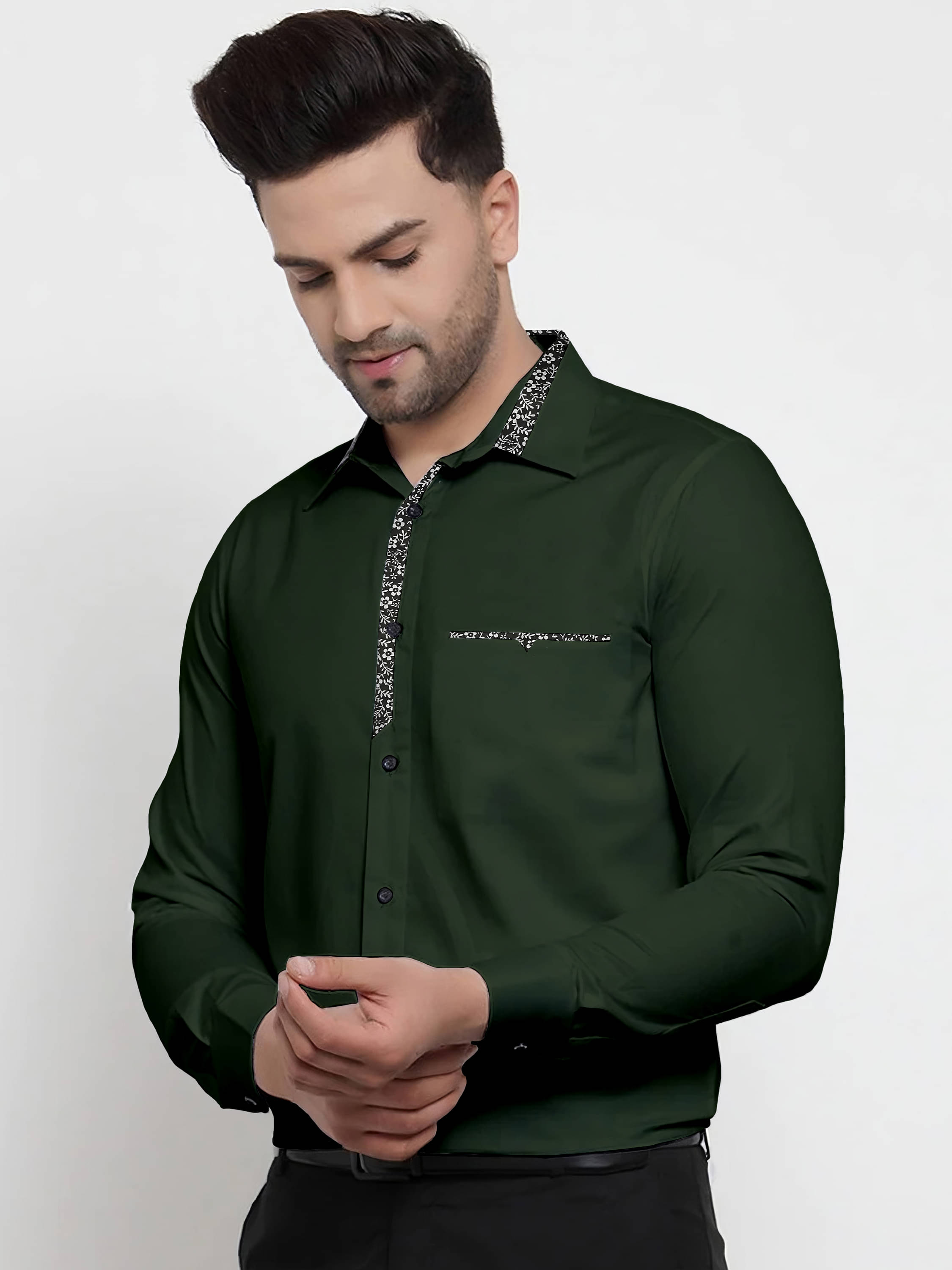     			VODPROS Cotton Blend Regular Fit Full Sleeves Men's Formal Shirt - Green ( Pack of 1 )
