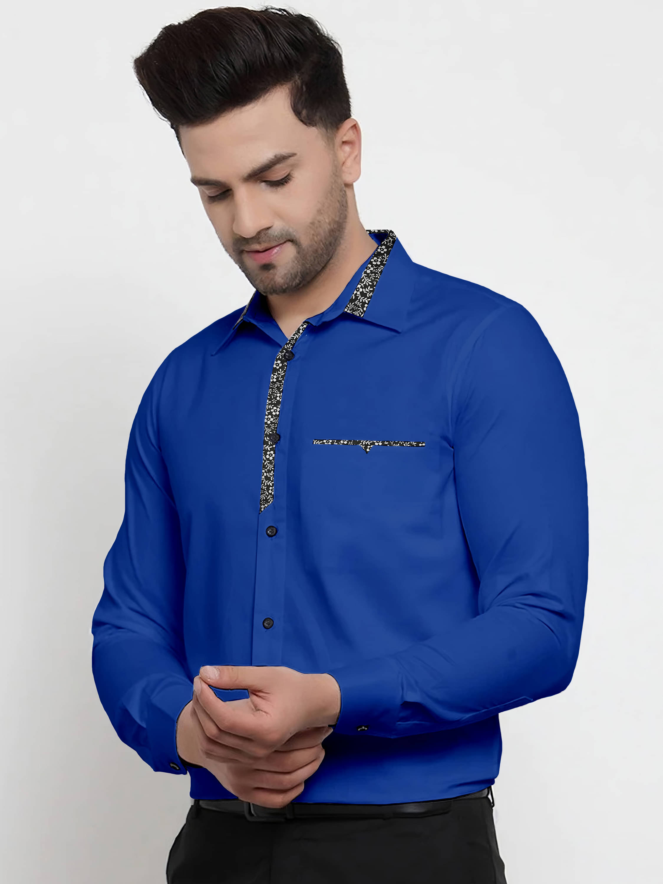     			VODPROS Cotton Blend Regular Fit Full Sleeves Men's Formal Shirt - Blue ( Pack of 1 )