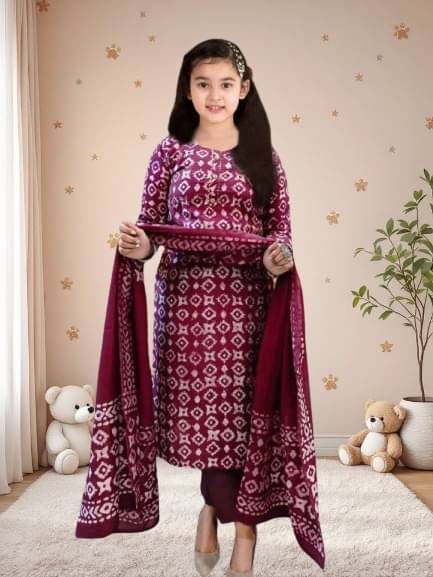     			Various Vault Girls Cotton Blend Kurti with Salwar ( Pack of 1 , Maroon )