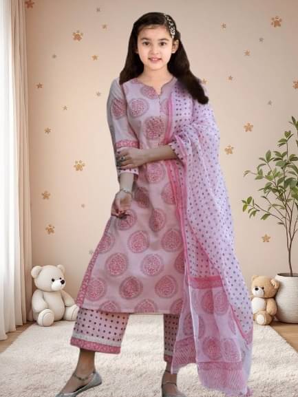     			Various Vault Girls Cotton Blend Kurti with Salwar ( Pack of 1 , Pink )