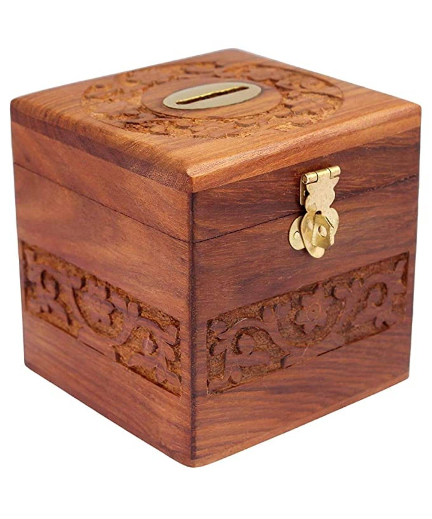     			WOODENOLOGY Wood Brown Piggy Bank ( Pack of 2 )
