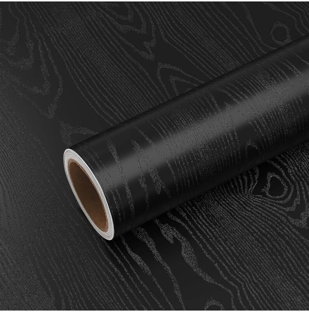 WRUNJI, BLACK WOOD Floral Self-Adhesive Wallpaper PVC Peel & Kitchen & Furniture Makeover(45x500 cm) WRUNJI, BLACK WOOD Floral Self-Adhesive Wallpaper PVC Peel & Kitchen & Furniture Makeover(45x500 cm)