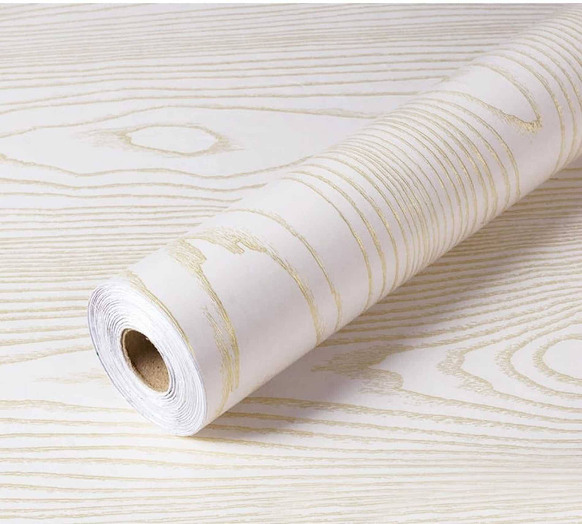 WRUNJI, WHITE WOOD Floral Self-Adhesive Wallpaper PVC Peel & Kitchen & Furniture Makeover(45x500 cm) WRUNJI, WHITE WOOD Floral Self-Adhesive Wallpaper PVC Peel & Kitchen & Furniture Makeover(45x500 cm)