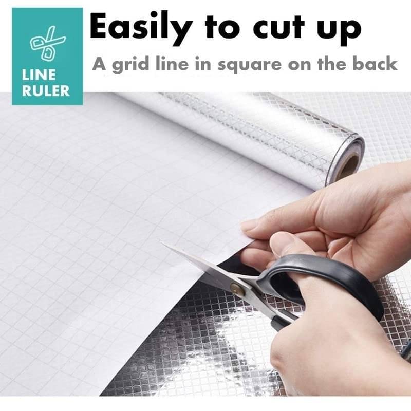     			ZAPPYPOP Premium 3D Geometric Silver Self Adhesive Wallpaper – Waterproof, Oil Proof, Heat Resistant Wall Sticker for Kitchen & Home Decoration Material – 60 x 200 cm