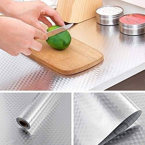     			ZAPPYPOP Premium 3D Geometric Silver Self Adhesive Wallpaper – Waterproof, Oil Proof, Heat Resistant Wall Sticker for Kitchen & Home Decoration Material – 60 x 200 cm