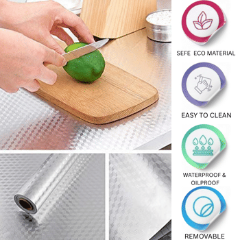     			ZAPPYPOP Premium 3D Geometric Silver Self Adhesive Wallpaper – Waterproof, Oil Proof, Heat Resistant Wall Sticker for Kitchen & Home Decoration Material – 60 x 200 cm