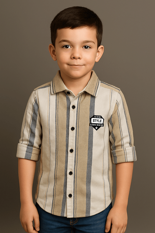     			kiyansh club Pack of 1 Boys 100% Cotton Full Sleeves Shirt ( Beige )