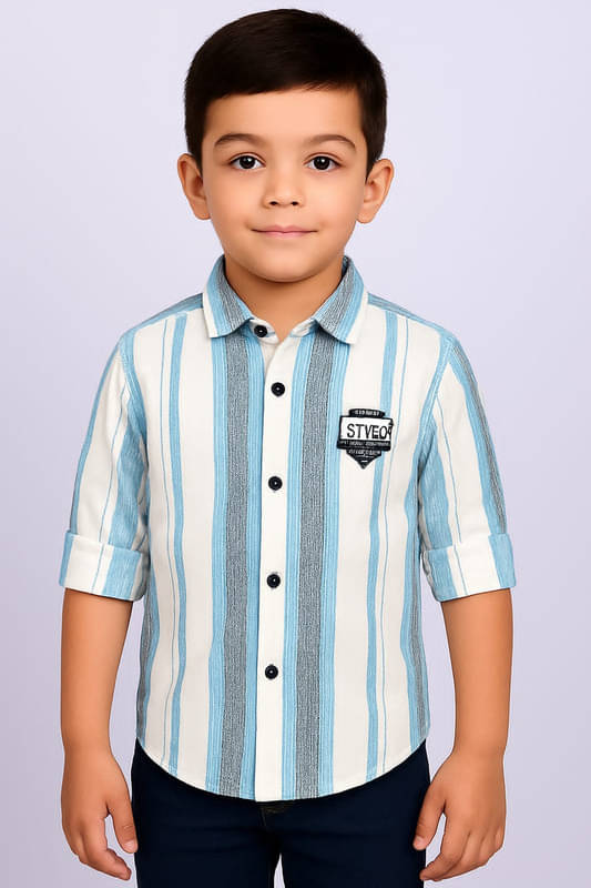     			kiyansh club Pack of 1 Boys 100% Cotton Full Sleeves Shirt ( Sky Blue )