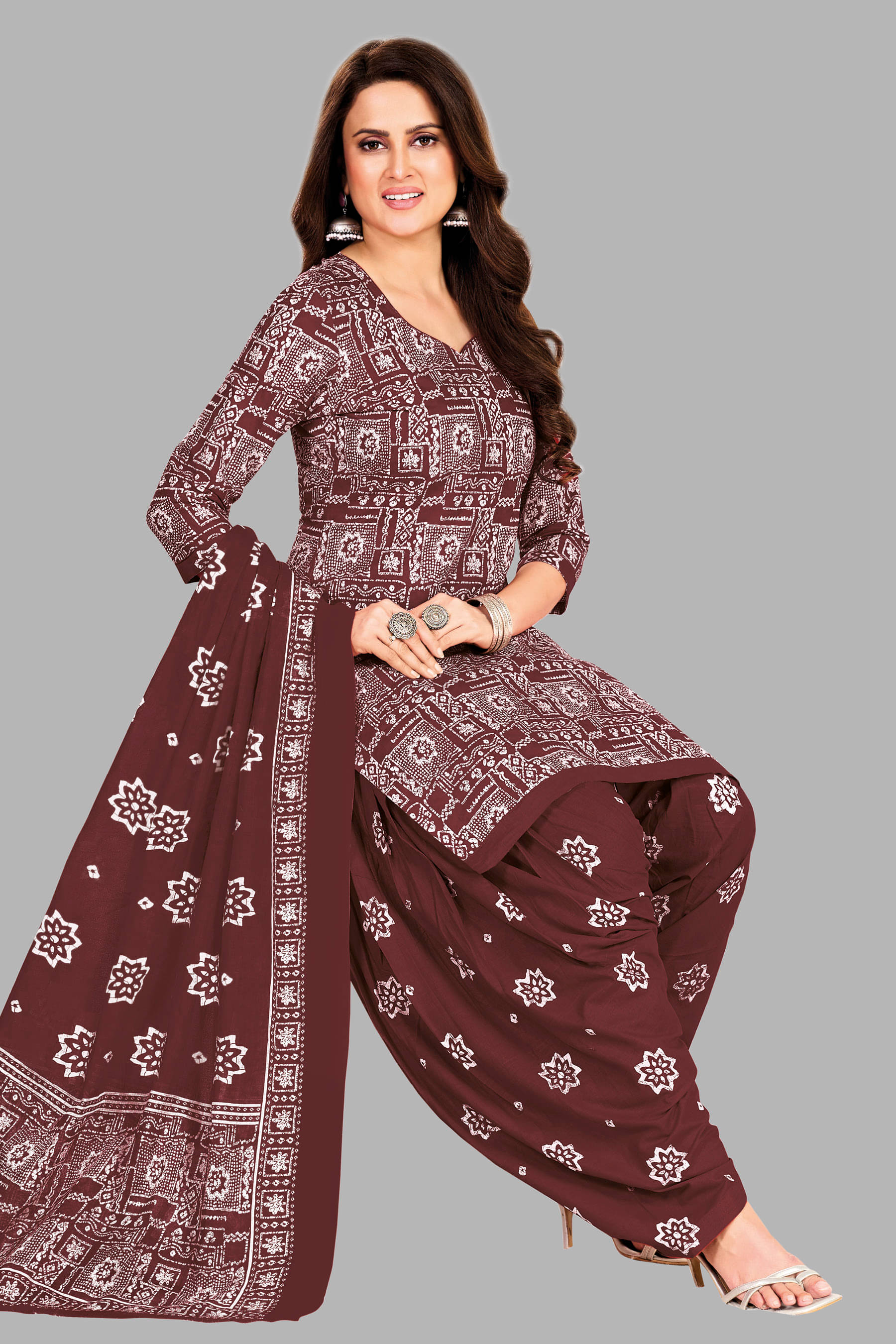     			shree jeenmata collection Women Cotton Unstitched Dress Material ( Maroon )