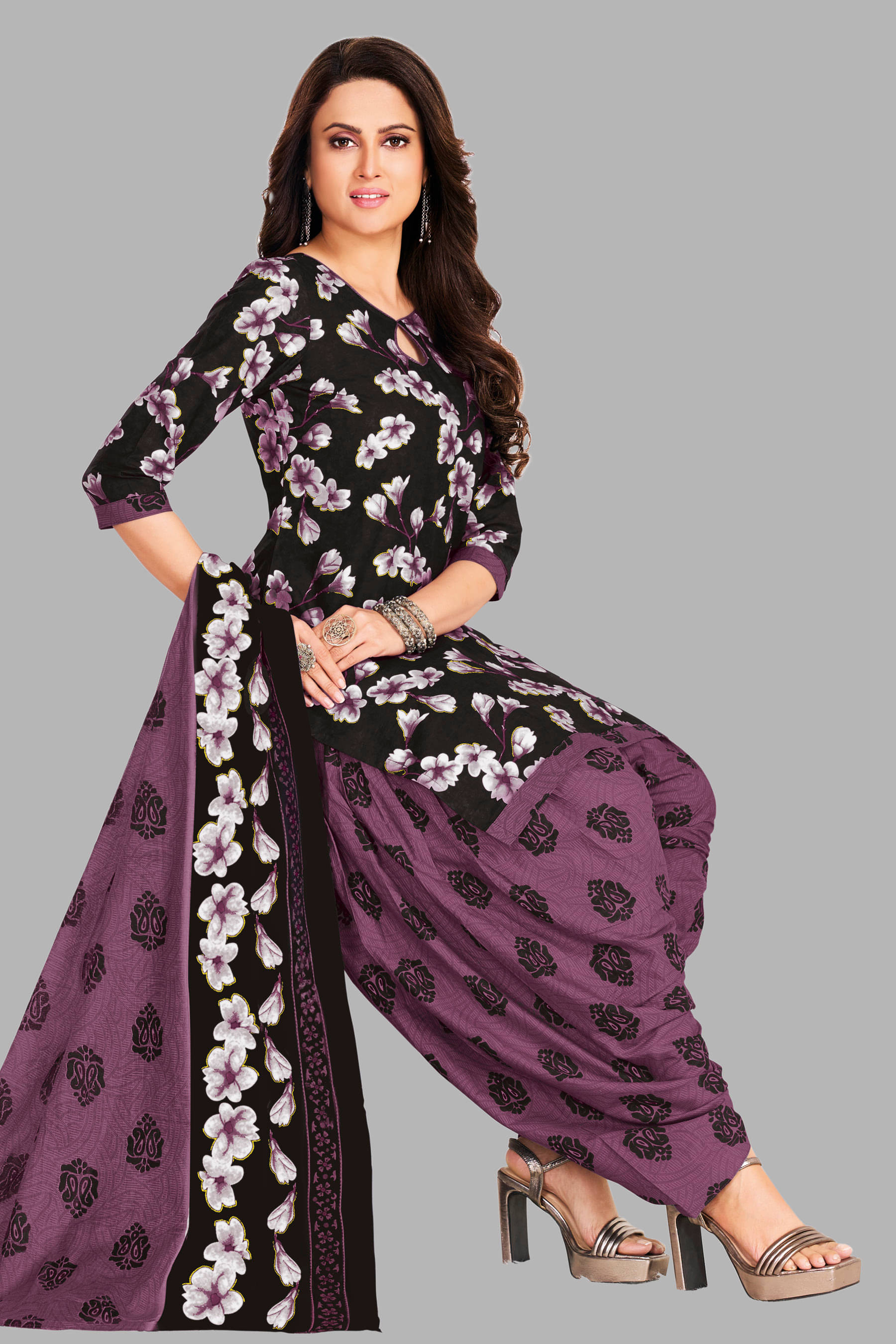     			shree jeenmata collection Women Cotton Unstitched Dress Material ( Black )