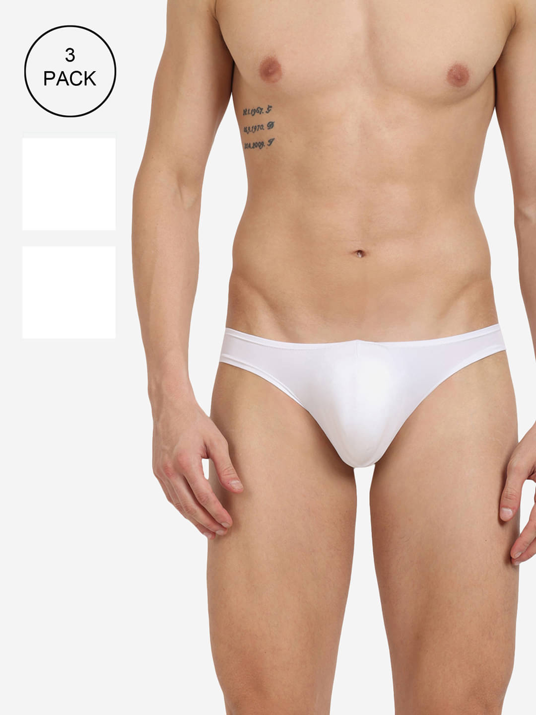 BASIICS By La Intimo Pack of 3 Polyester Briefs For Men's ( White ) BASIICS By La Intimo Pack of 3 Polyester Briefs For Men's ( White )