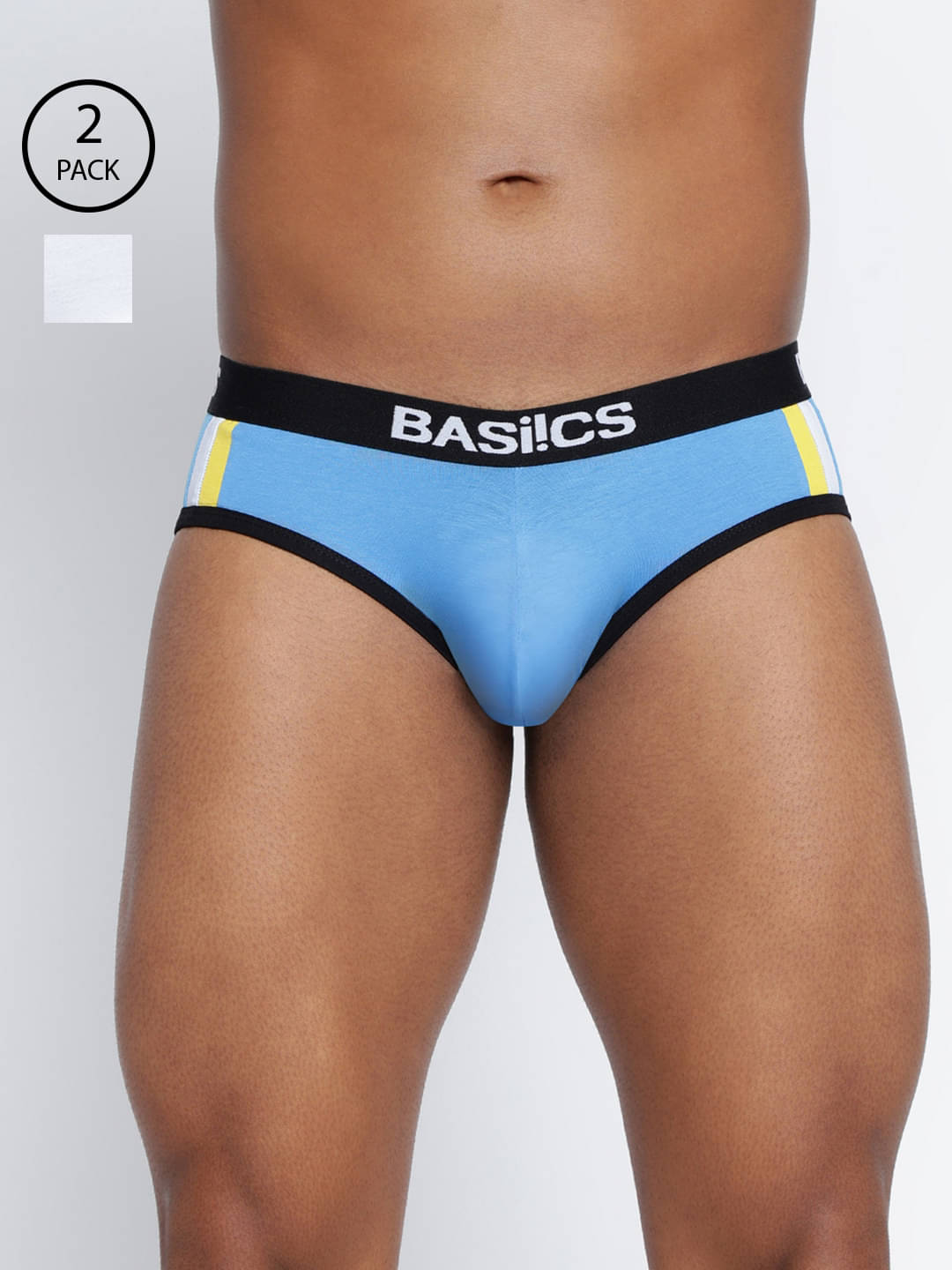     			BASIICS By La Intimo Pack of 2 Cotton Blend Briefs For Men's ( White )