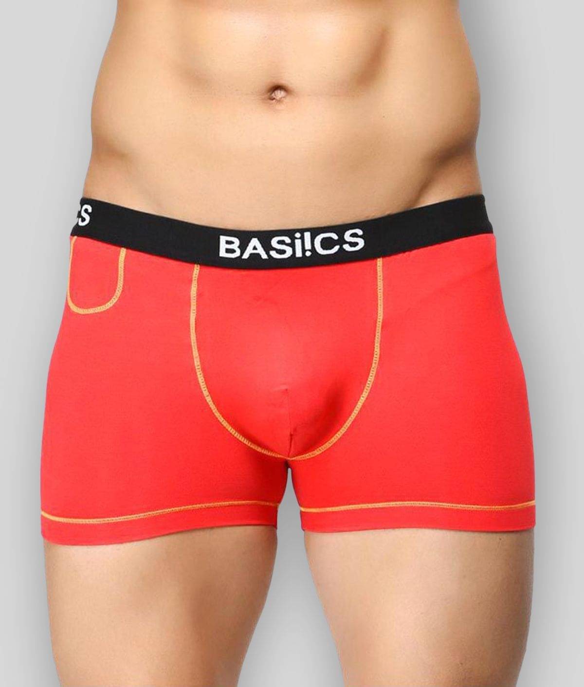 BASIICS By La Intimo Pack of 1 Cotton Blend Briefs For Men's ( Red ) BASIICS By La Intimo Pack of 1 Cotton Blend Briefs For Men's ( Red )