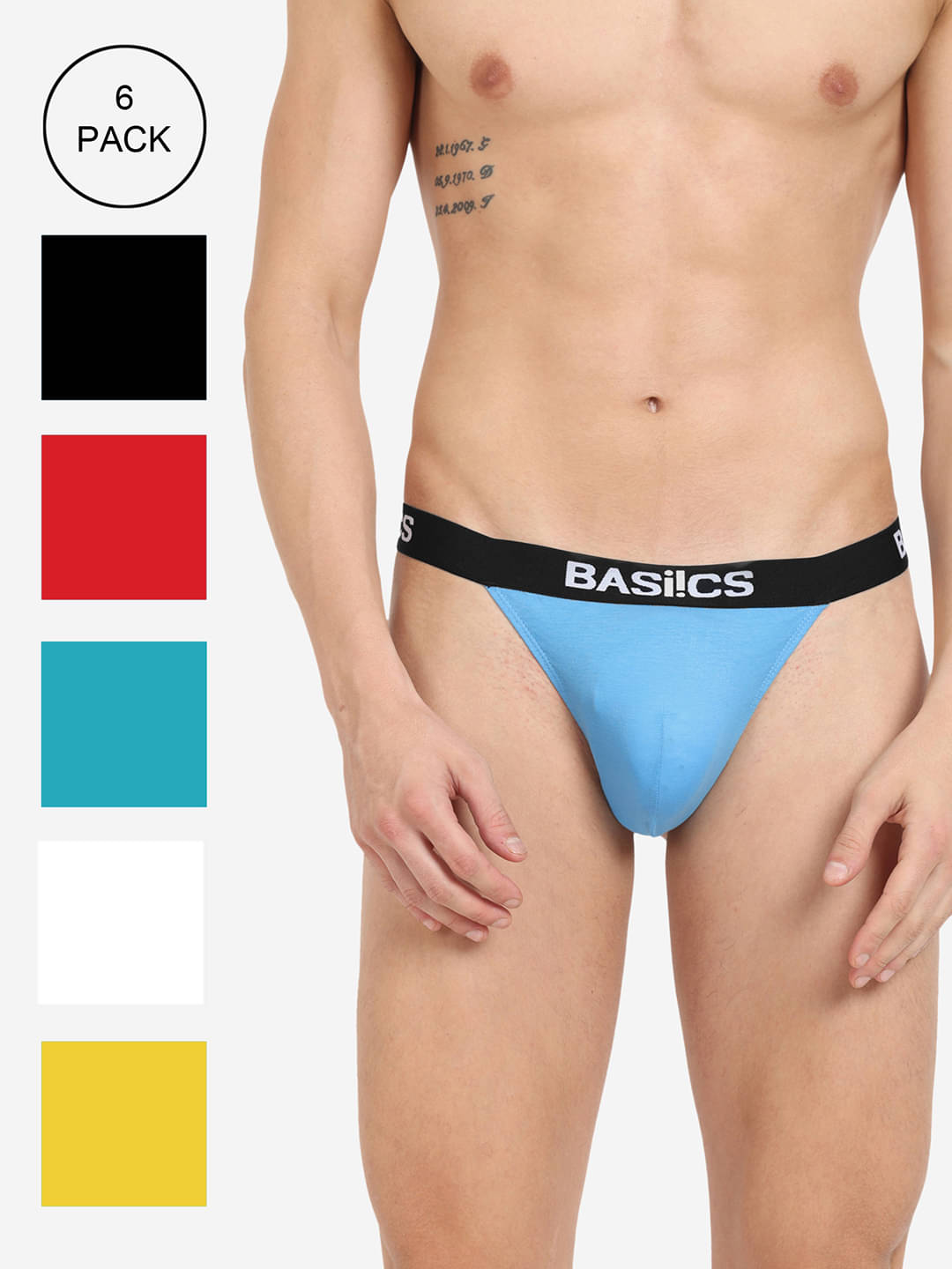     			BASIICS By La Intimo Pack of 6 Cotton Blend Thongs For Men's ( Multicolor )