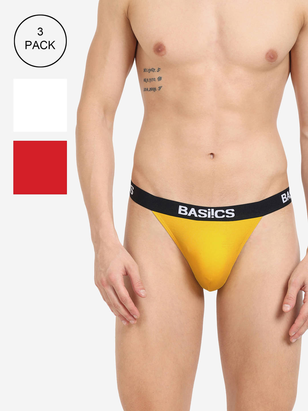 BASIICS By La Intimo Pack of 3 Cotton Blend Thongs For Men's ( Multicolor ) BASIICS By La Intimo Pack of 3 Cotton Blend Thongs For Men's ( Multicolor )