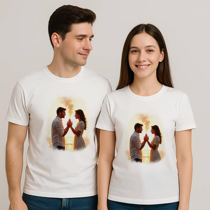     			BINAYAK Cotton Round Neck Regular Fit Couple T-Shirt ( White )
