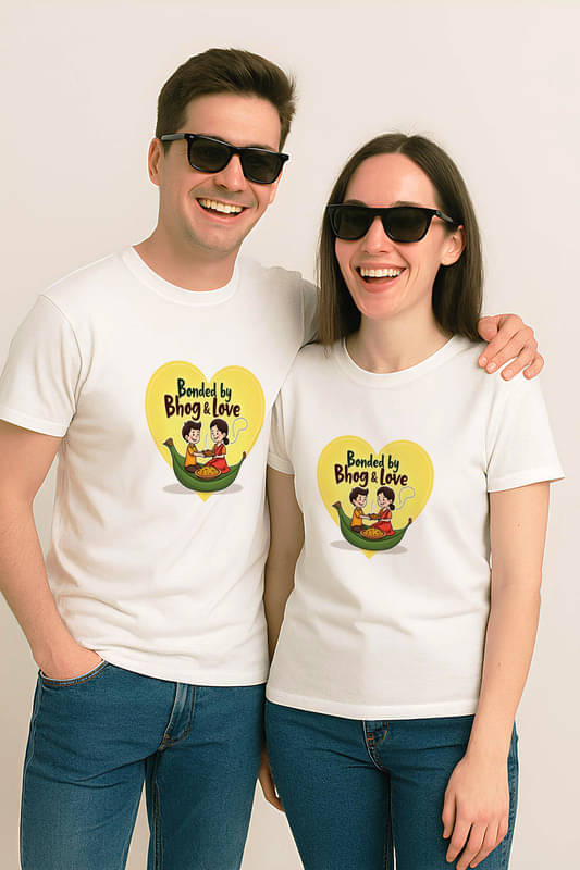     			BINAYAK Cotton Round Neck Regular Fit Couple T-Shirt ( White )