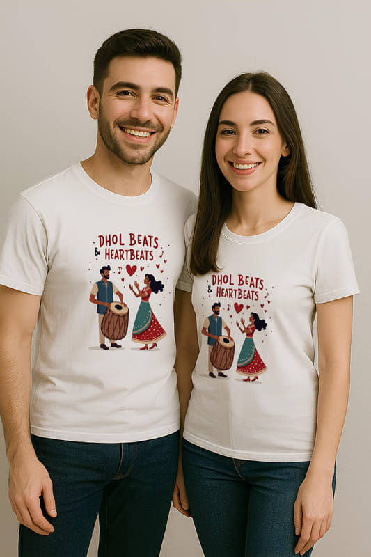     			BINAYAK Cotton Round Neck Regular Fit Couple T-Shirt ( White )