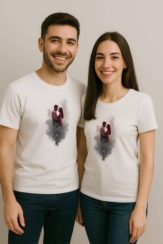     			BINAYAK Cotton Round Neck Regular Fit Couple T-Shirt ( White )