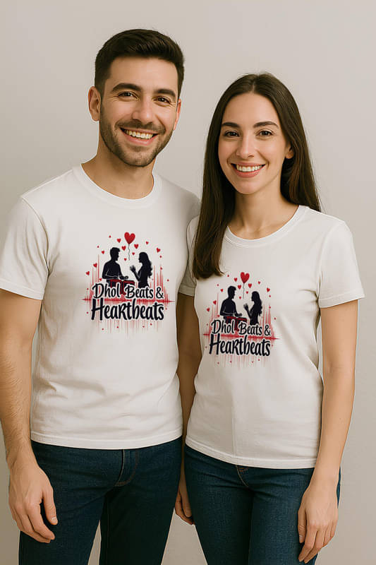     			BINAYAK Cotton Round Neck Regular Fit Couple T-Shirt ( White )