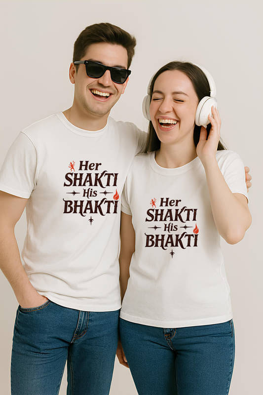     			BINAYAK Cotton Round Neck Regular Fit Couple T-Shirt ( White )
