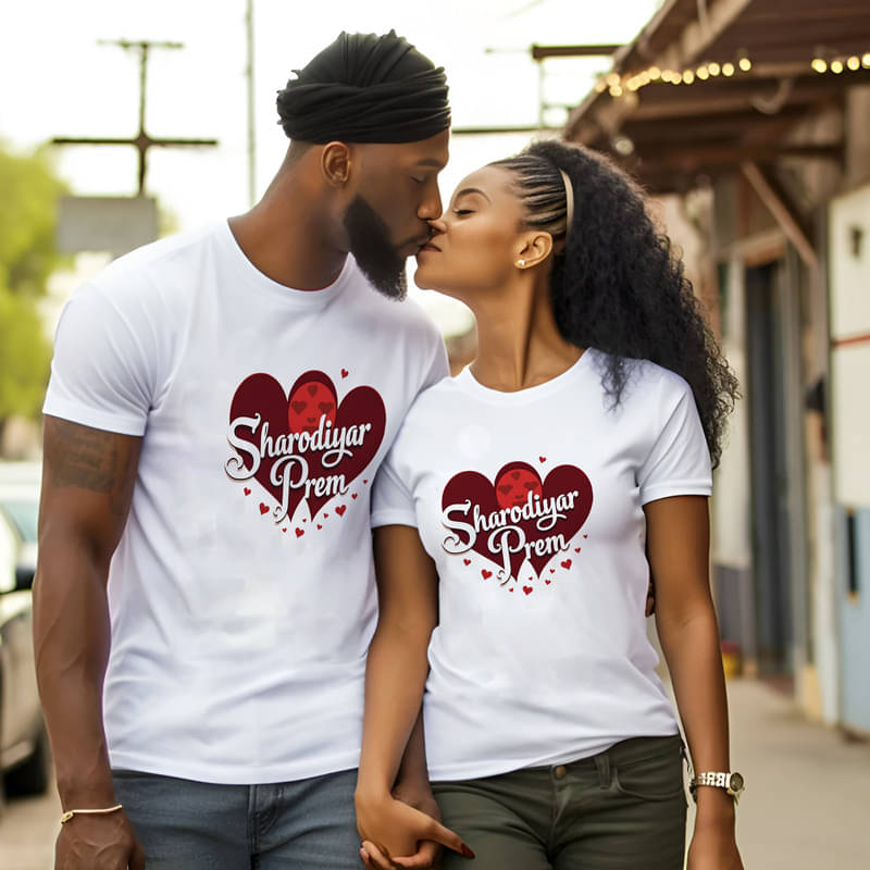     			BINAYAK Cotton Round Neck Regular Fit Couple T-Shirt ( White )