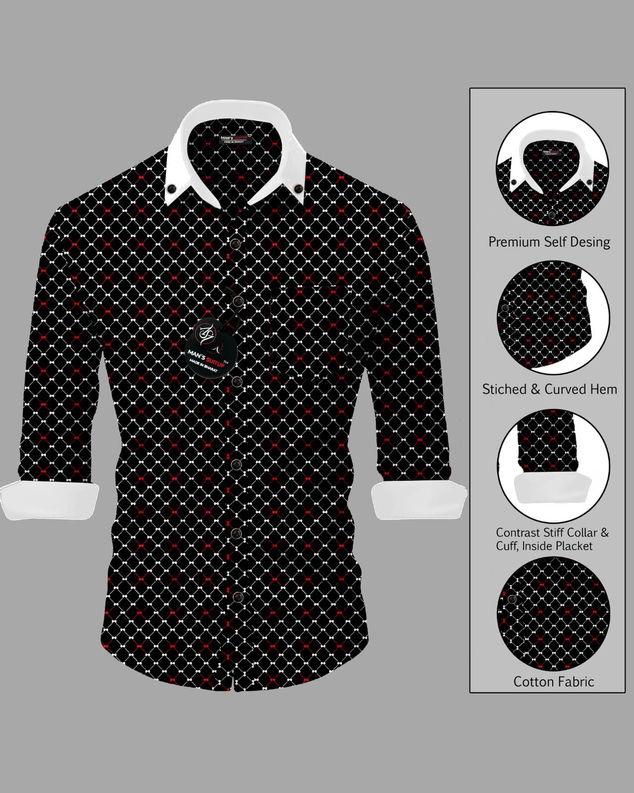     			BLACK DARK Cotton Blend Regular Fit Printed Full Sleeves Men's Casual Shirt - Black ( Pack of 1 )