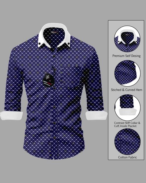 BLACK DARK Cotton Blend Regular Fit Printed Full Sleeves Men's Casual Shirt - Blue ( Pack of 1 ) BLACK DARK Cotton Blend Regular Fit Printed Full Sleeves Men's Casual Shirt - Blue ( Pack of 1 )